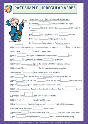 Английский для детей: распечатать задания Past Simple-Irregular Verbs