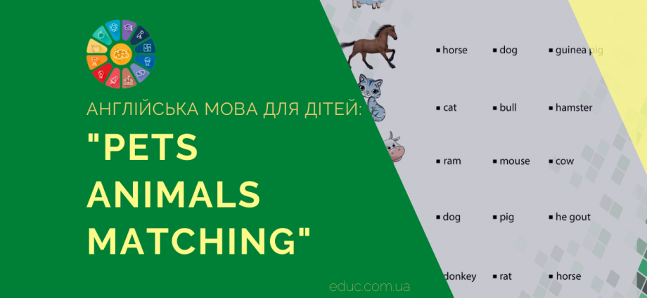Англійська для дітей: вивчаємо назви тварин - "Pets Animals Matching" скачати