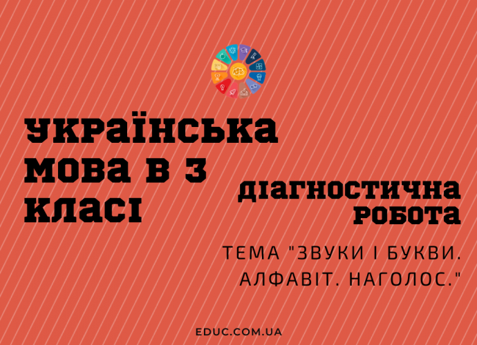 Діагностична робота 3 клас: "Звуки і букви. Алфавіт. Наголос" - 2 варіанти