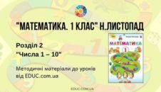 Математика. 1 клас. Н.Листопад. - Розділ 2 «Числа 1-10» — методичні матеріали