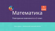 Математика в 4 класі повторення вивченого в 3 класі - 2 варіанти безкоштовно скачати і роздрукувати