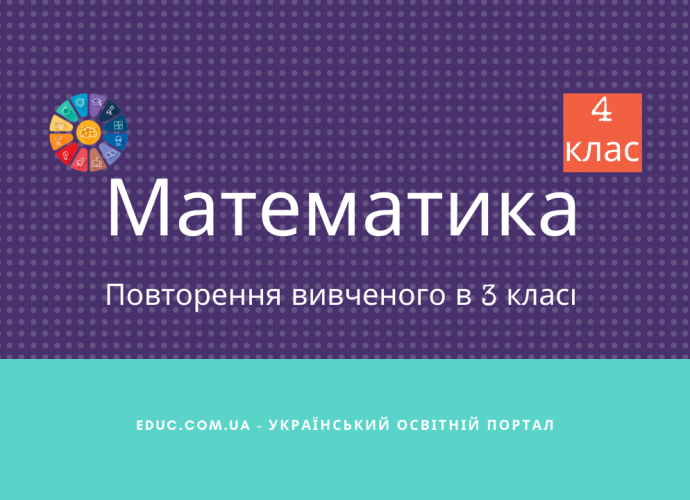 Математика в 4 класі повторення вивченого в 3 класі - 2 варіанти безкоштовно скачати і роздрукувати