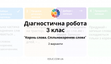 Діагностична робота 3 клас: "Корінь слова. Спільнокореневі слова"