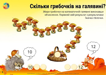 Гра "Скільки грибочків на галявині?": тренажер на множення і ділення