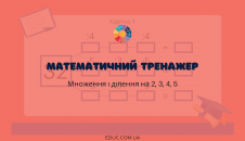 Математичний тренажер на множення і ділення на 2, 3, 4, 5