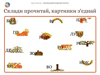 Склади прочитай, картинки з'єднай - читання по складах під час гри