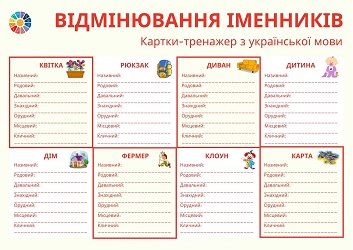 "Відмінювання іменників" - картки-тренажер з української мови
