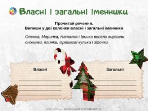 Власні і загальні іменники: завдання для молодших школярів - картки