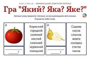 Дидактична гра "Який? Яка? Яке?" - 12 карток з ілюстраціями для дітей