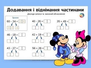 Додавання і віднімання частинами в межах 100: індивідуальні картки