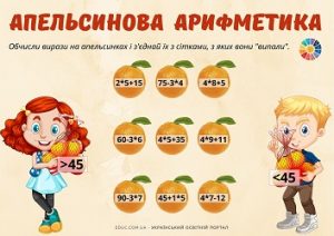 Апельсинова арифметика: завдання для практики множення на 2, 3, 4, 5