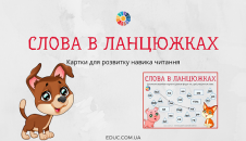 Слова в ланцюжка: картки читання