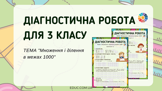 Діагностична робота 3 клас: "Множення і ділення в межах 1000"