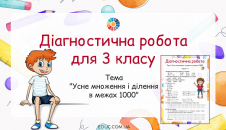 Діагностична робота "Усне множення і ділення в межах 1000"