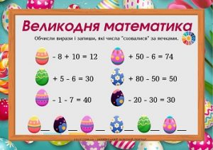 Великодня математика для 1 класу: картки з обчисленнями в межах 100