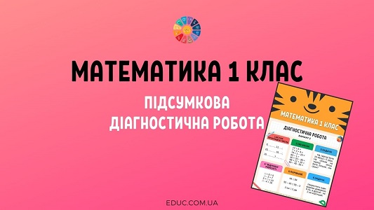 Математика 1 клас: підсумкова діагностична робота комбіновані завдання