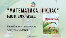 Математика. 1 клас. Бевз В., Васильєва Д. — КТП