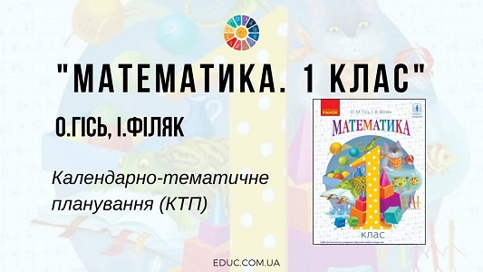 Математика. 1 клас. О.Гісь, І.Філяк - календарно-тематичне планування