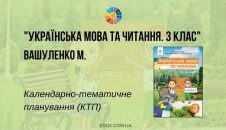 Українська мова та читання. 3 клас. Вашуленко М. — КТП