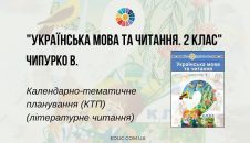 Українська мова та читання. 2 клас. Чипурко В. (ч. 2) — КТП