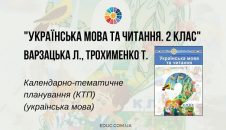 Українська мова та читання. 2 клас. Варзацька Л. — КТП