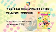 Українська мова та читання. 4 клас. Большакова І. Хворостяний І. - календарно-тематичне планування