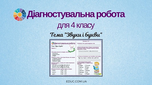 Діагностувальна робота для 4 класу: тема "Звуки і букви" - безкоштовно на EDUC.com.ua