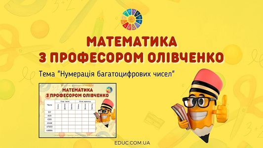 Математика з професором Олівченко: картки "Нумерація багатоцифрових чисел"