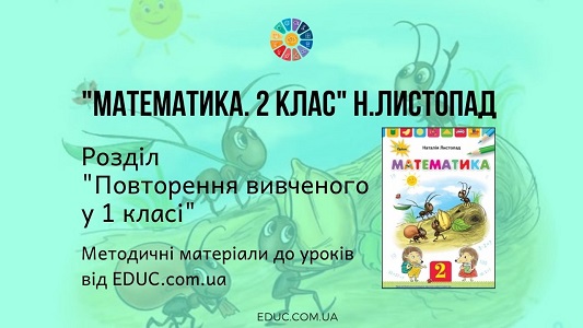 Математика. 2 клас. Н.Листопад - Розділ Повторення вивченого у 1 класі - методичні матеріали