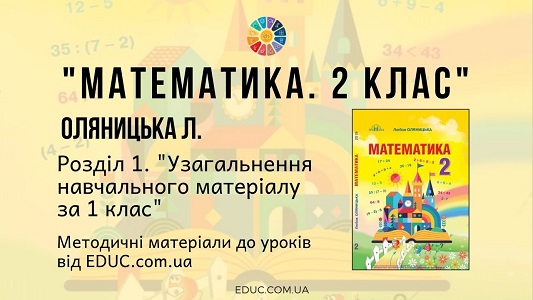 Математика. 2 клас. Л. Оляницька - Розділ 1. Узагальнення навчального матеріалу за 1 клас - методичні матеріали