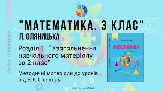 Математика. 3 клас. Л. Оляницька - Розділ 1. Узагальнення навчального матеріалу за 2 клас - методичні матеріали