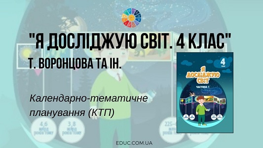 Я досліджую світ. 4 клас. Воронцова Т.В. - КТП (календарно-тематичне планування)