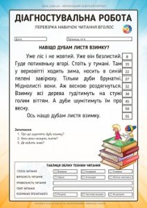 Діагностувальна робота для 2 класу "Навичка читання вголос"