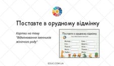Поставте в орудному відмінку: картки "Відмінювання іменників жіночого роду" - EDUC.com.ua