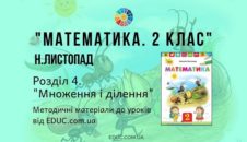 Математика. 2 клас. Н.Листопад - Розділ 4. Множення і ділення - методичні матеріали
