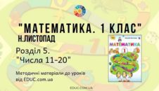 Математика. 1 клас. Н.Листопад - Розділ 5. Числа 11-20 - методичні матеріали