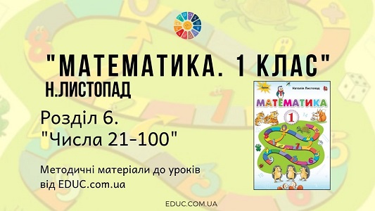 Математика. 1 клас. Н.Листопад - Розділ 6. Числа 21-100 - методичні матеріали