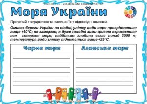 Моря України: картки з завданнями