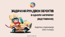Задачі на рух двох об’єктів у одному напрямку (відставання): картки-тренажер