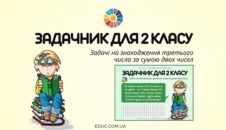 Задачник для 2 класу: задачі на знаходження третього числа за сумою двох чисел