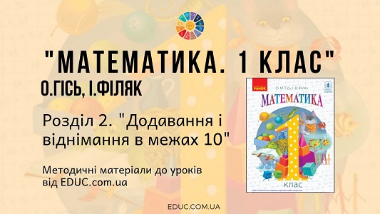 Математика. 1 клас. О. Гісь — Розділ 2. Додавання і віднімання в межах 10