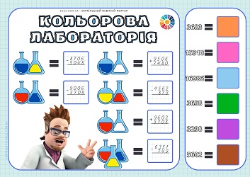 Кольорова лабораторія письмове додавання і віднімання багатоцифрових чисел