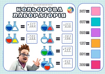 Кольорова лабораторія: письмове додавання і віднімання 