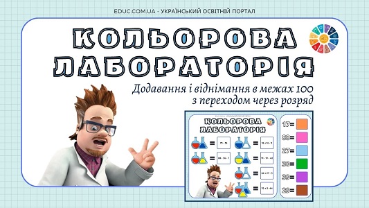 Кольорова лабораторія: додавання і віднімання в межах 100