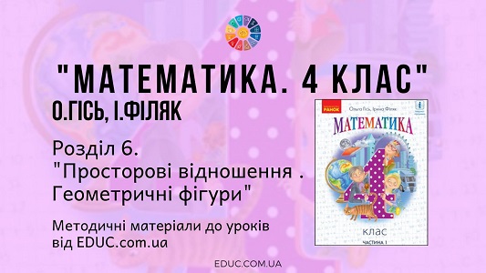 Математика. 4 клас. Гісь О. - Розділ 6. Просторові відношення. Геометричні фігури - методичні матеріали