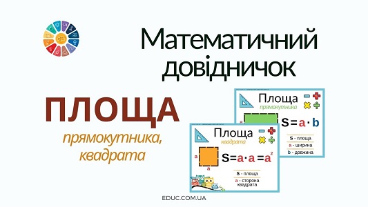 Математичний довідничок площа прямокутника, квадрата - EDUC.com.ua