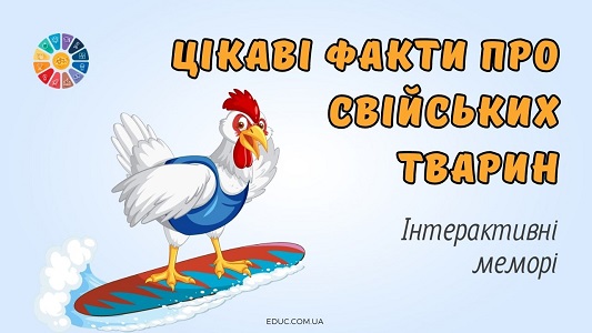 Цікаві факти про свійських тварин інтерактивні меморі для школярів - онлайн на EDUC.com.ua