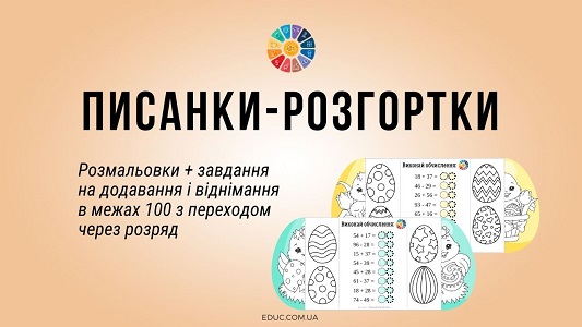 Писанки-розгортки розмальовки + завдання на обчислення виразів - EDUC.com.ua