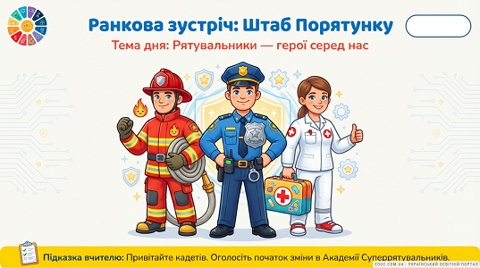 Презентація до ранкової зустрічі «Професії рятувальників» — 1 клас