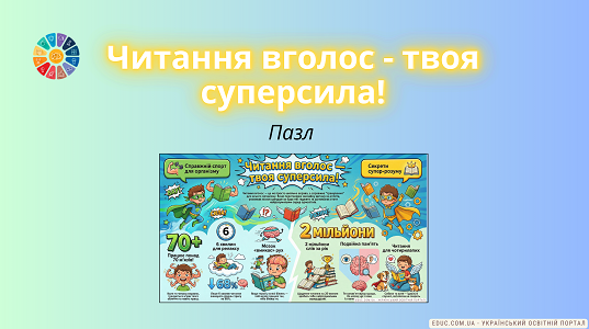 Пазл-інфографіка «Читання вголос — твоя суперсила» | Завдання для НУШ